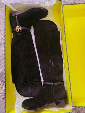 Tory Burch Black Suede Knee-High Boots